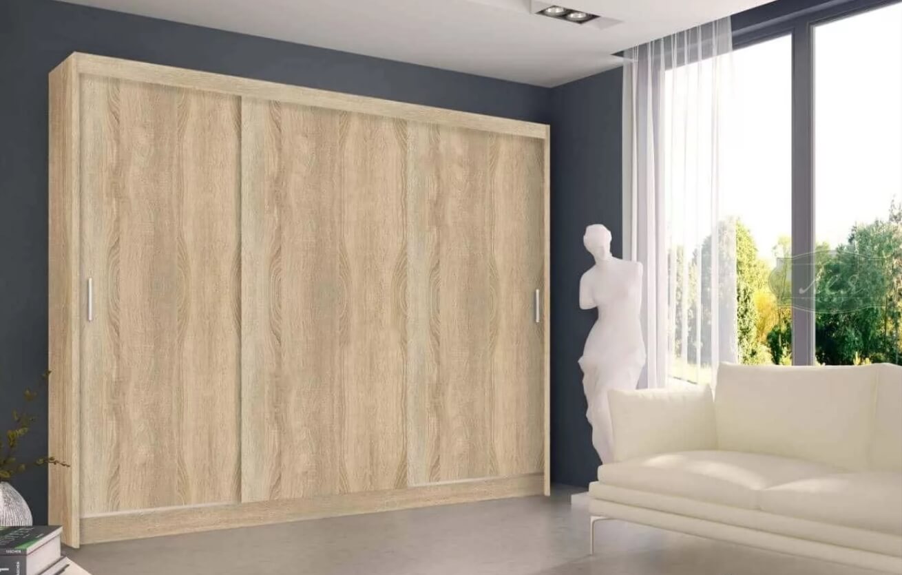 Светлый шкаф-купе в спальню №46 дуб сонома на заказ